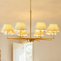 8-Light Rope and Fabric Shade Gold Chandelier