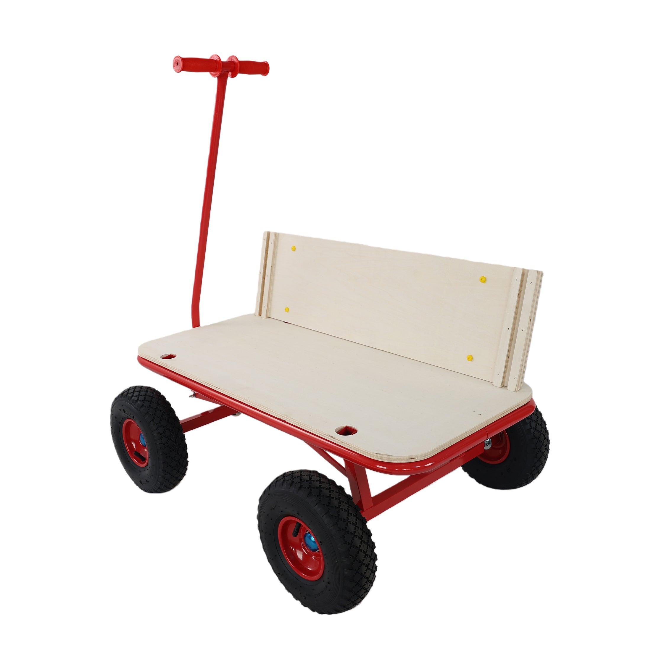 Wooden Children's Outdoor Stroller with Four-Wheel Design