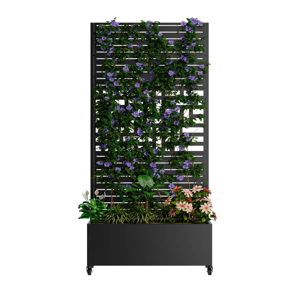 Metal Planter Box with Trellis, 73"x35"x16" Raised Garden Bed