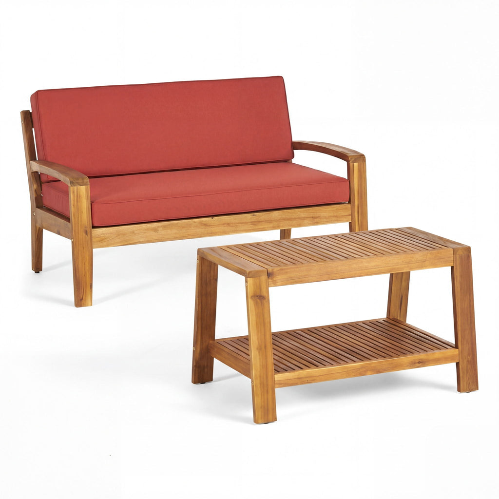 2 Piece Outdoor Conversation Set – Loveseat & Coffee Table with Water-Resistant Cushions