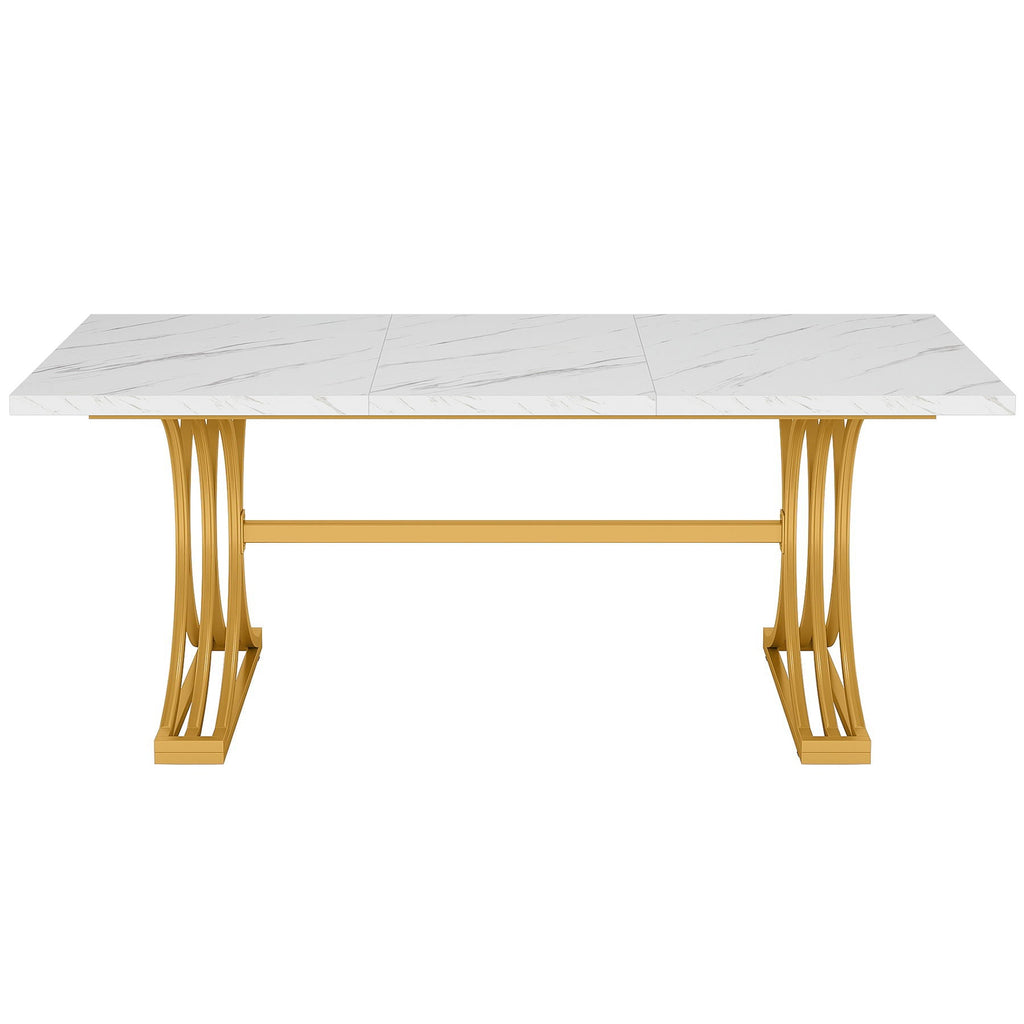 Executive Desk With X-Legs, Sturdy Office Workstation For Home Office - White / Gold