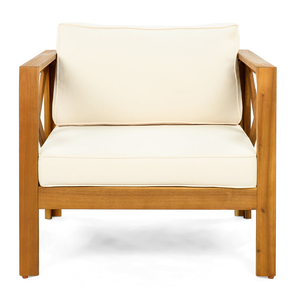 Patio Conversation Set with Acacia Wood Armchairs and End Table
