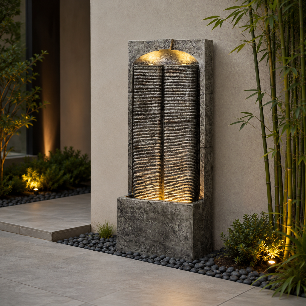 Outdoor Water Fountain Cascading LED Lights 39' H