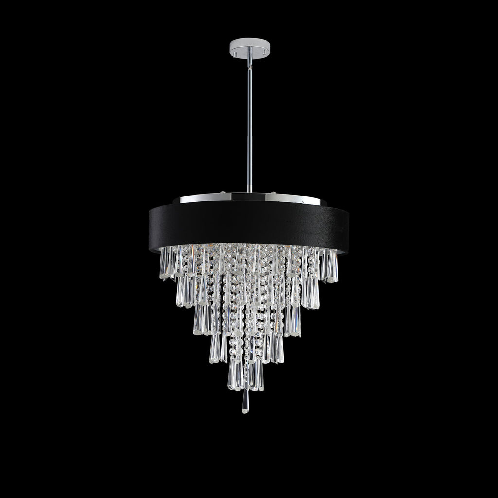 18-inch Modern Crystal Chandelier with Black Velvet Shade