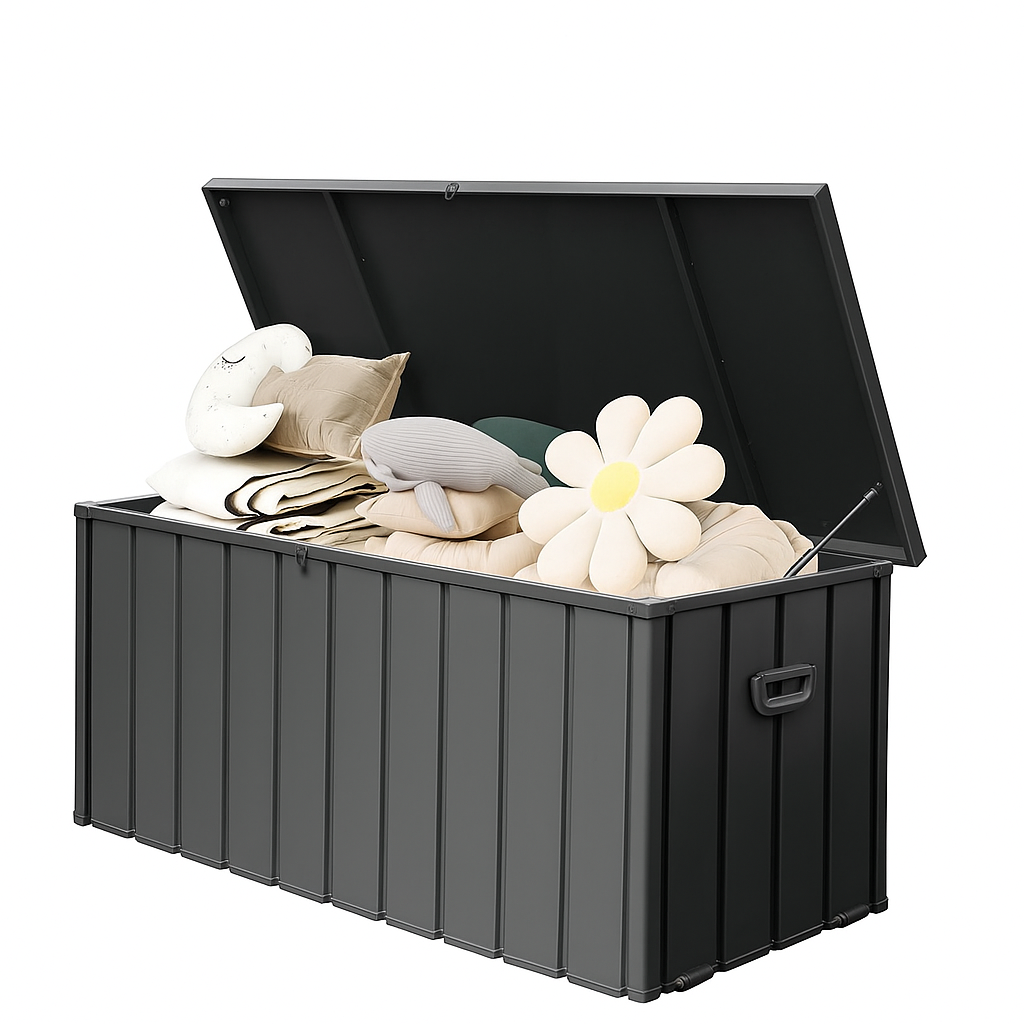 190 Gallon Metal Deck Box, Waterproof Steel Outdoor Storage Bench