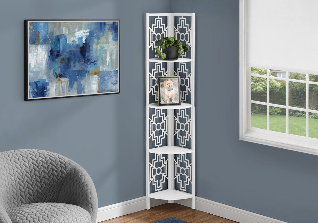4 Tier Corner Bookshelf Bookcase for Office, Transitional Style