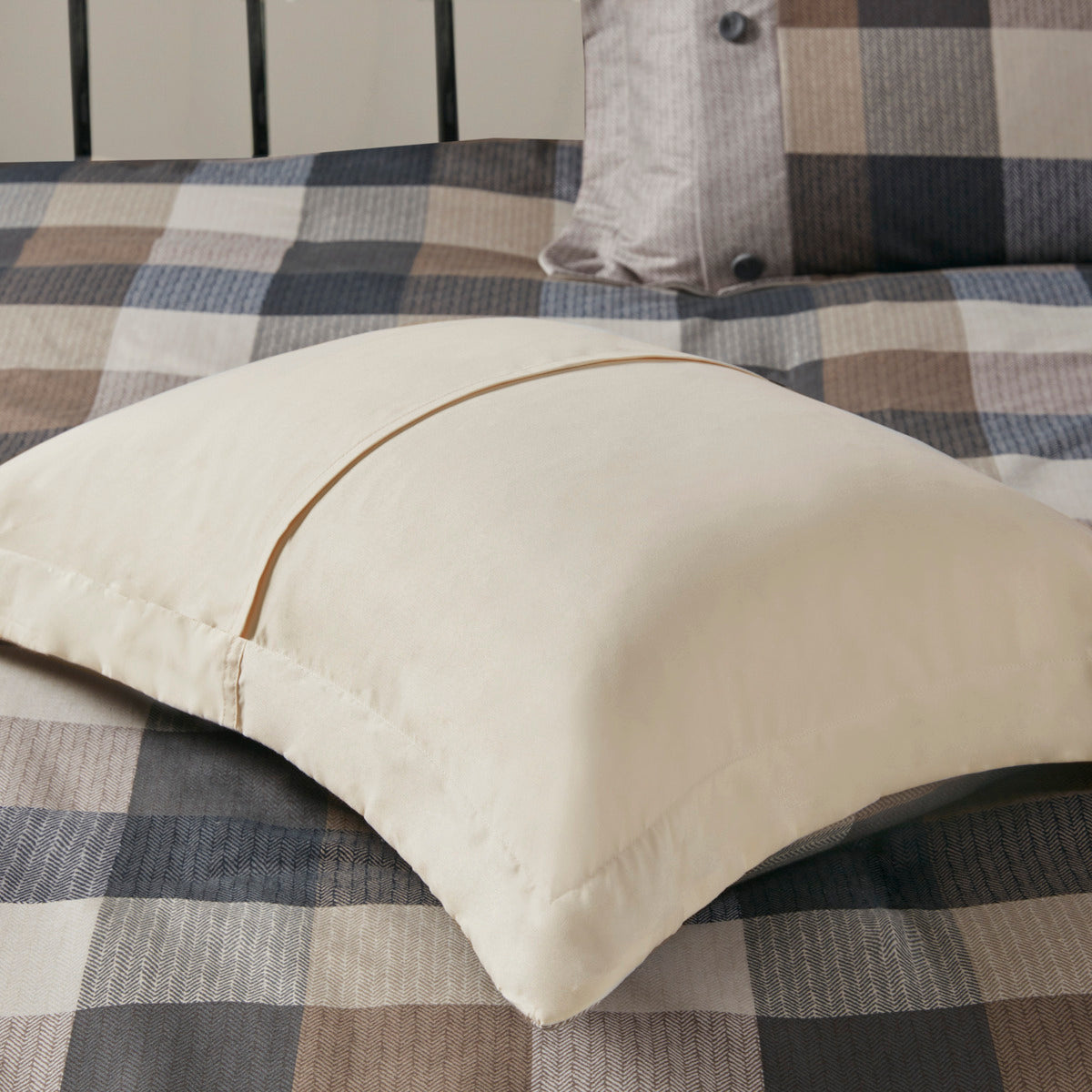 7 Piece Herringbone Comforter Set Neutral Queen