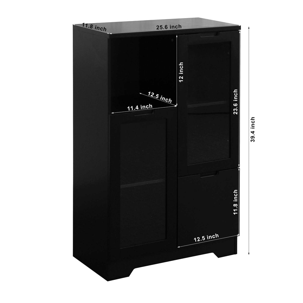 Modern Cabinet With Glass Doors And Drawer