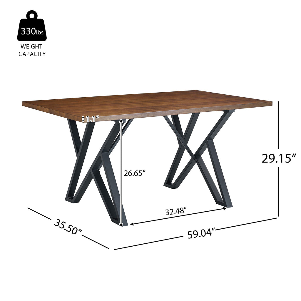 5 Piece Industrial Style Indoor Upholstered Dining Set With Metal Legs - Brown