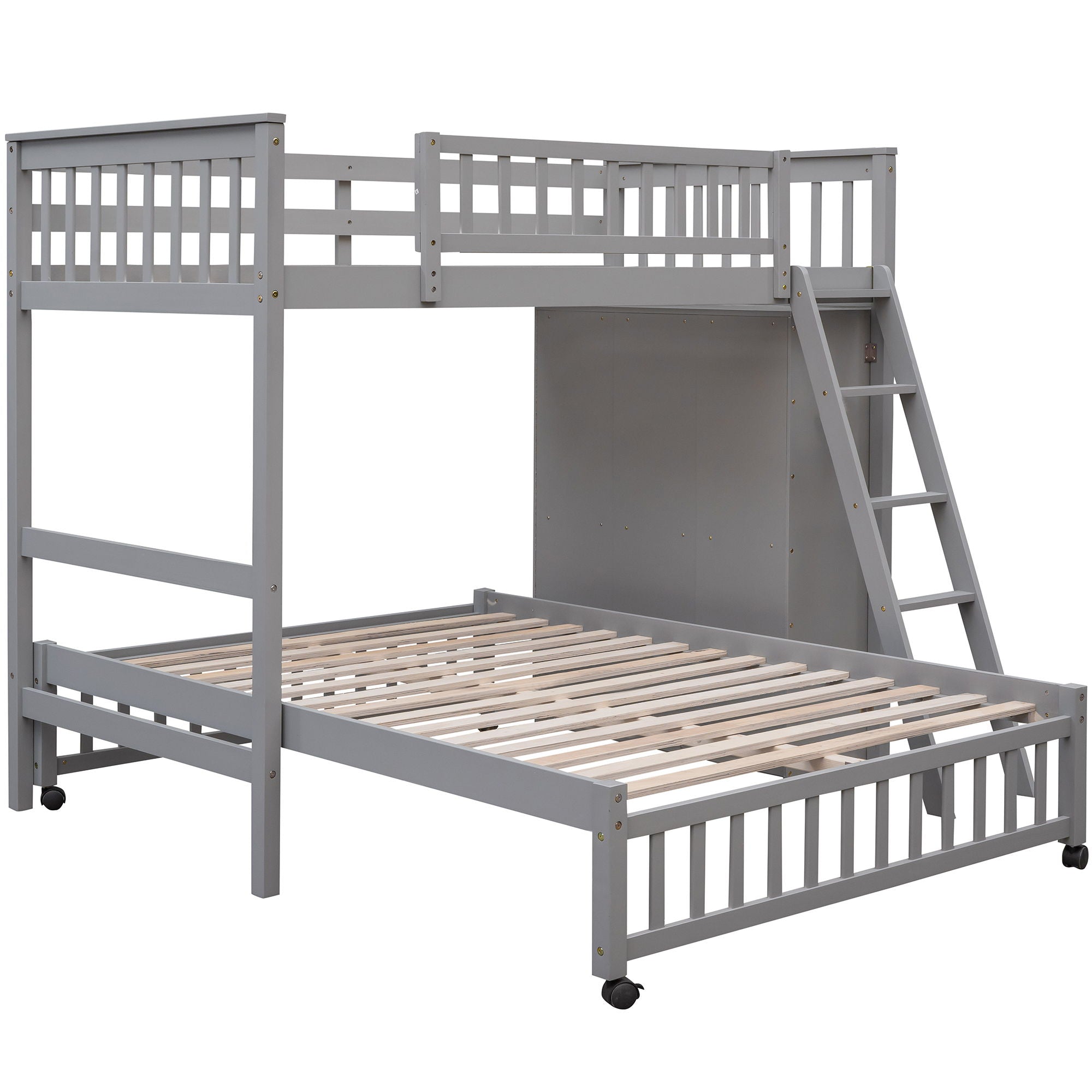 Bunk Bed With 6 Drawers And Flexible Shelves, Bottom Bed With Wheels