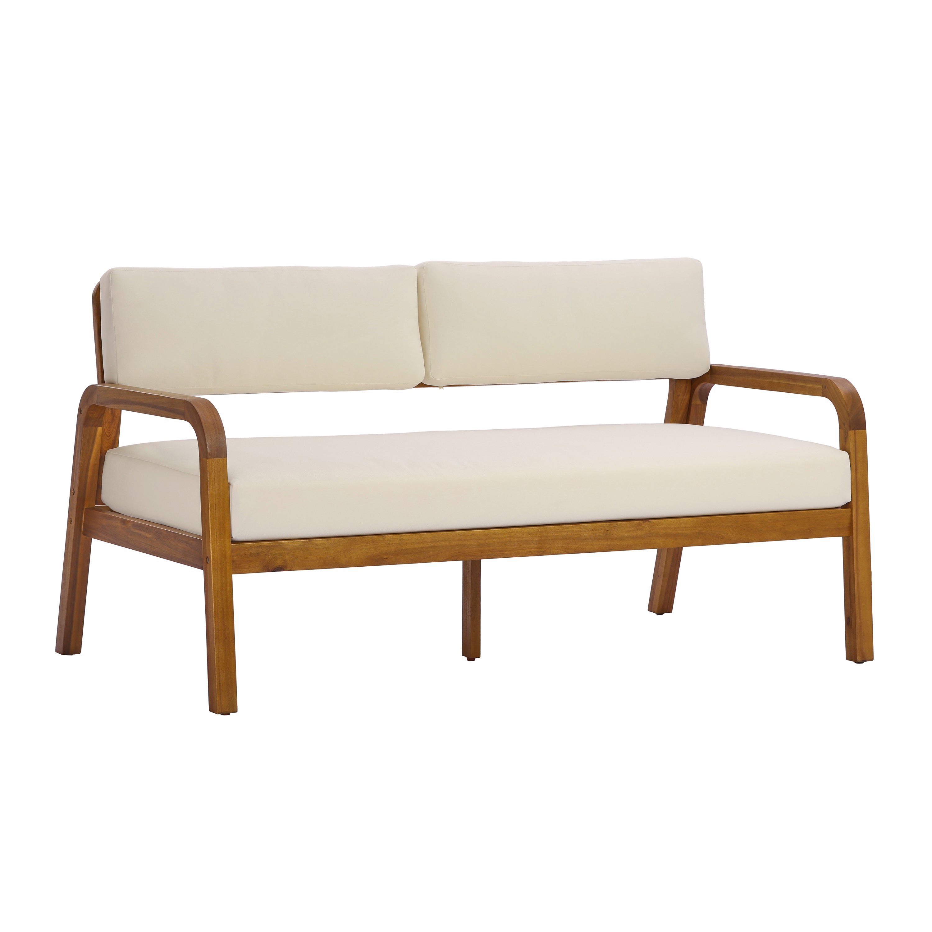 2-Pieces Outdoor Sofa Set with Cushions Teak Acacia Wood