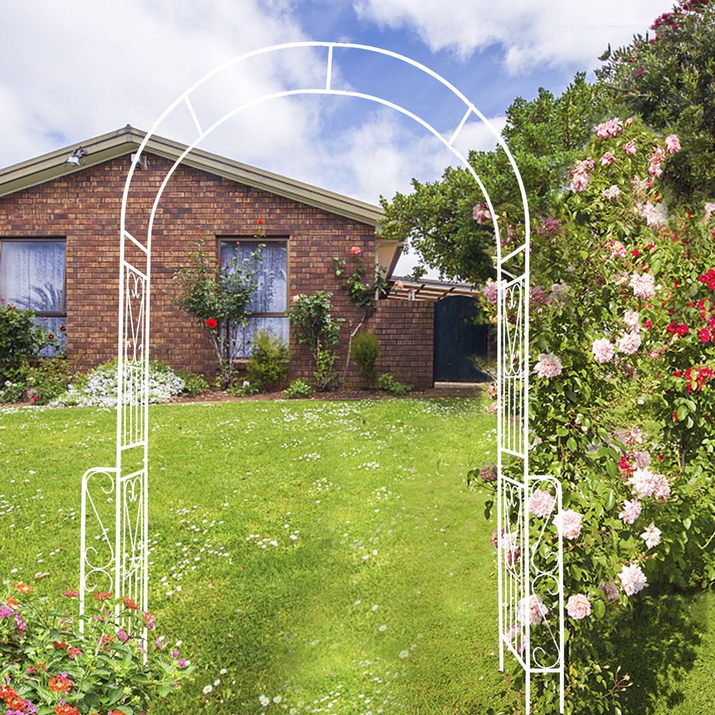 Metal Garden Arch W55'' x H94.5'' - Cream White Outdoor Arbor