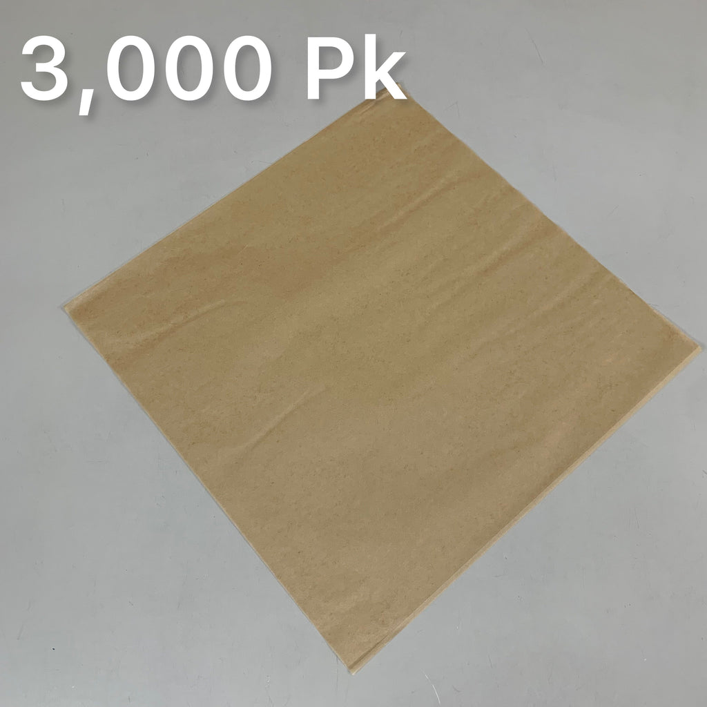 BROWN PAPER GOODS (3,000 PACK) Plain Dry Wax Kraft Sandwich Wrap 15"x15" 7B15NK