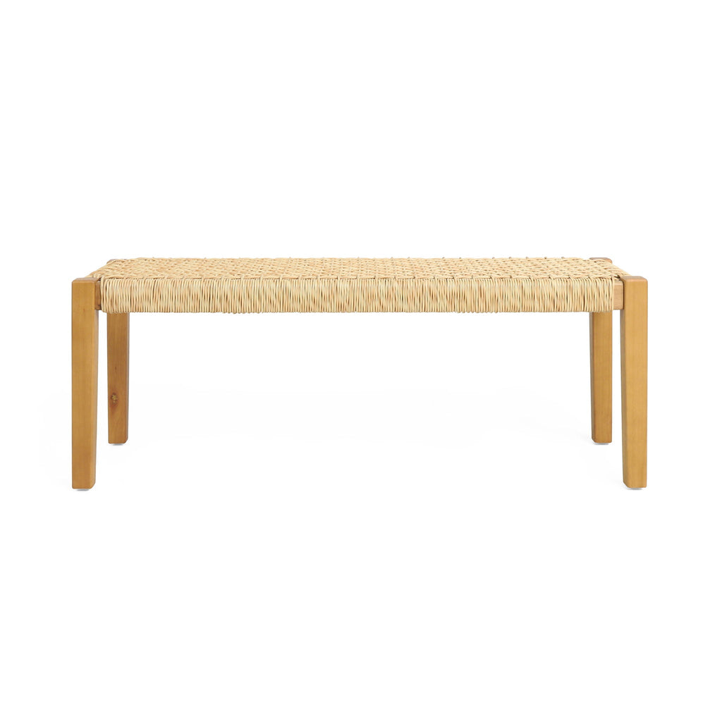 Angie Bench Outdoor Seating Acacia Wood Faux Rattan - Teak