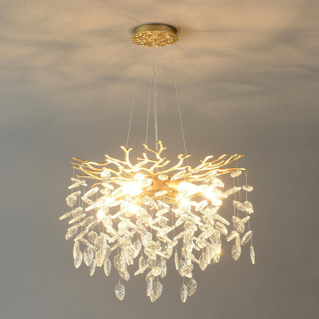 6-Light Chandelier Crystal Ceiling Lamp - Gold Finish