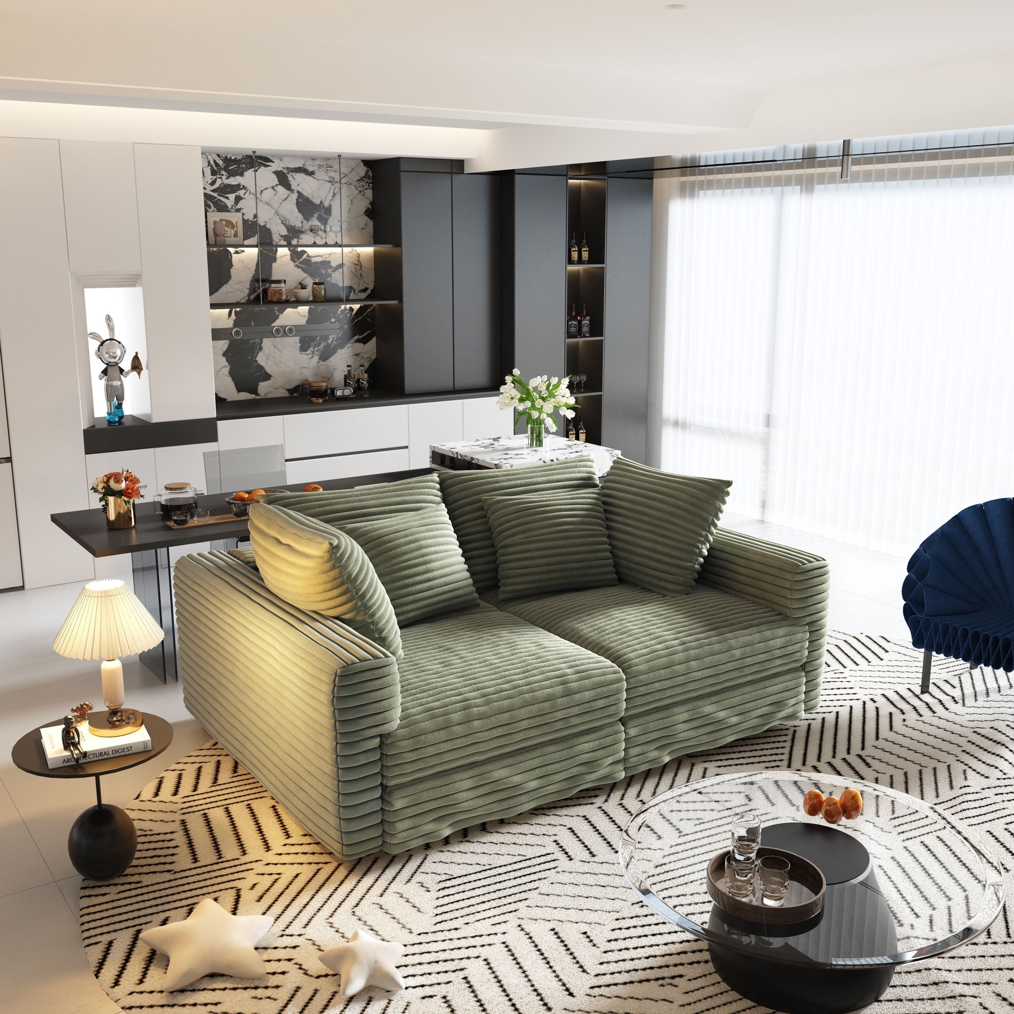 4 Seat Modern Comfy Upholstered Sofa Cloud Couch