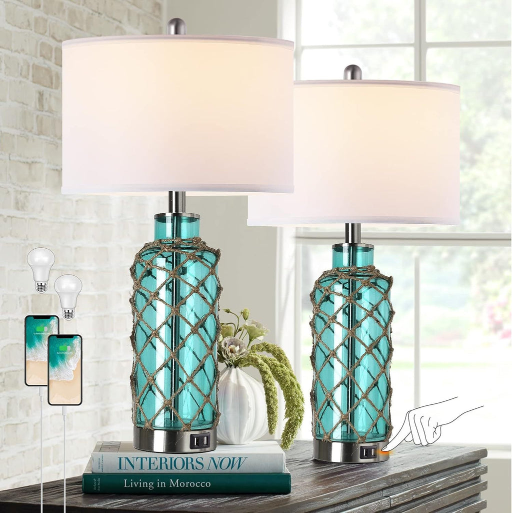 Cottage Nautical Accent Table Lamp Set of 2