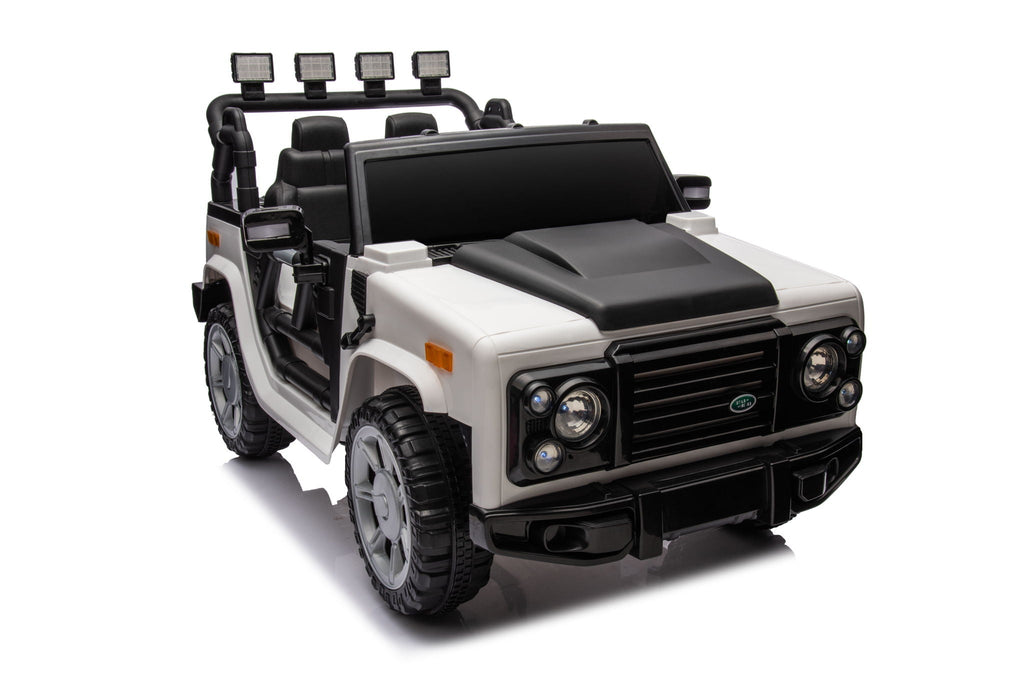 12V7A 30W*2 Four-Wheel Drive Seat One Button Start, Forward And Backward, High And Low Speed, Music, Front Light, Power Display, Two Doors Can Open, 2.4G R / C, Seat Belt Four Wheel Absorber