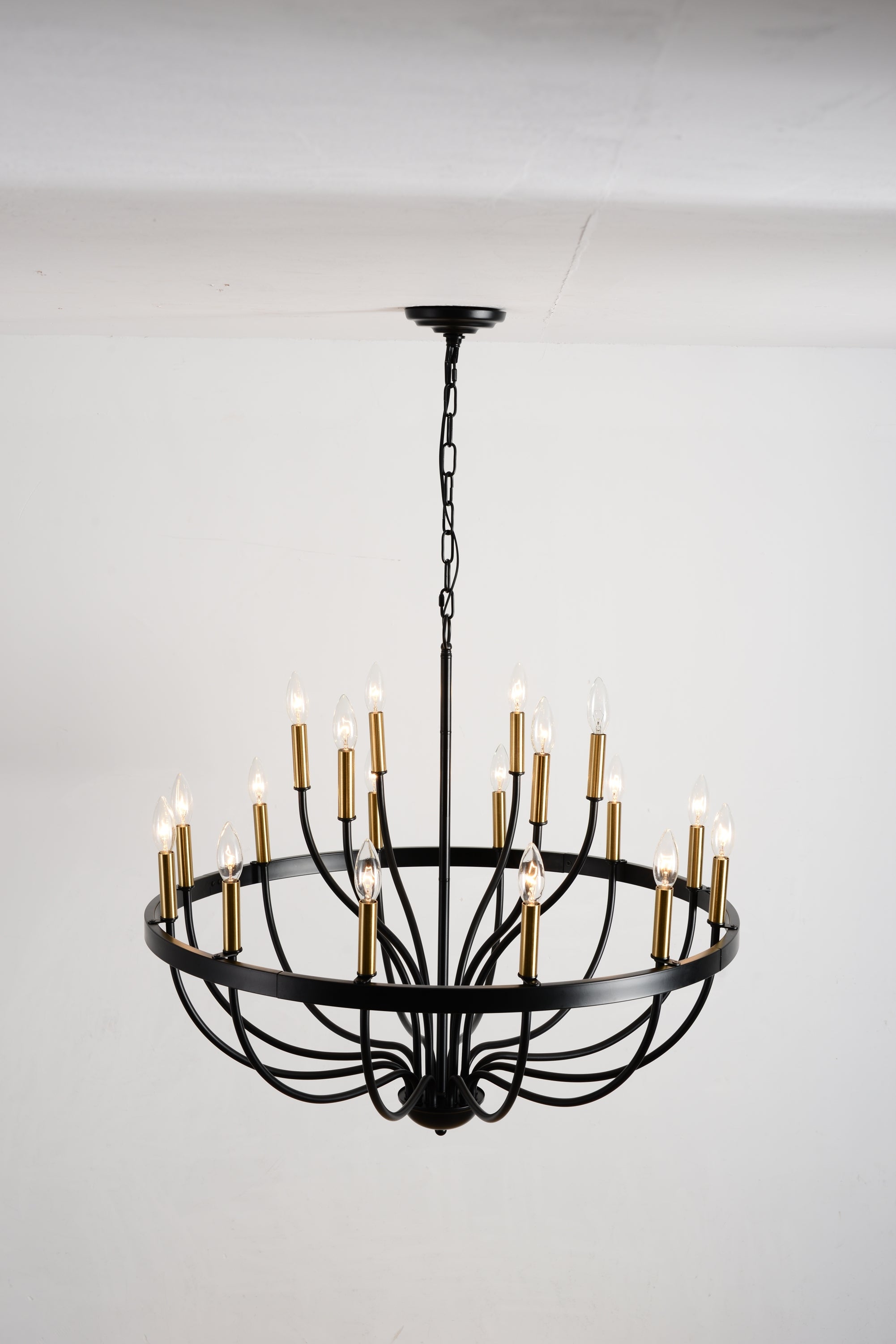 15-Light Industrial Iron Candle Chandelier Modern Farmhouse Pendant Light
