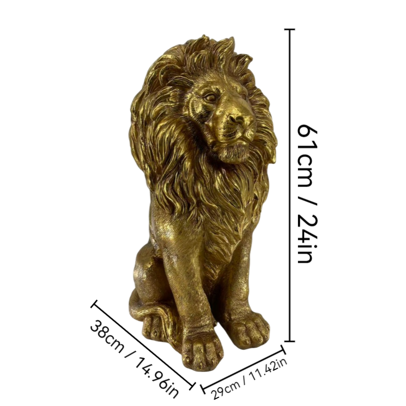24" Lion Statue, Resin Outdoor Guardian Sculpture