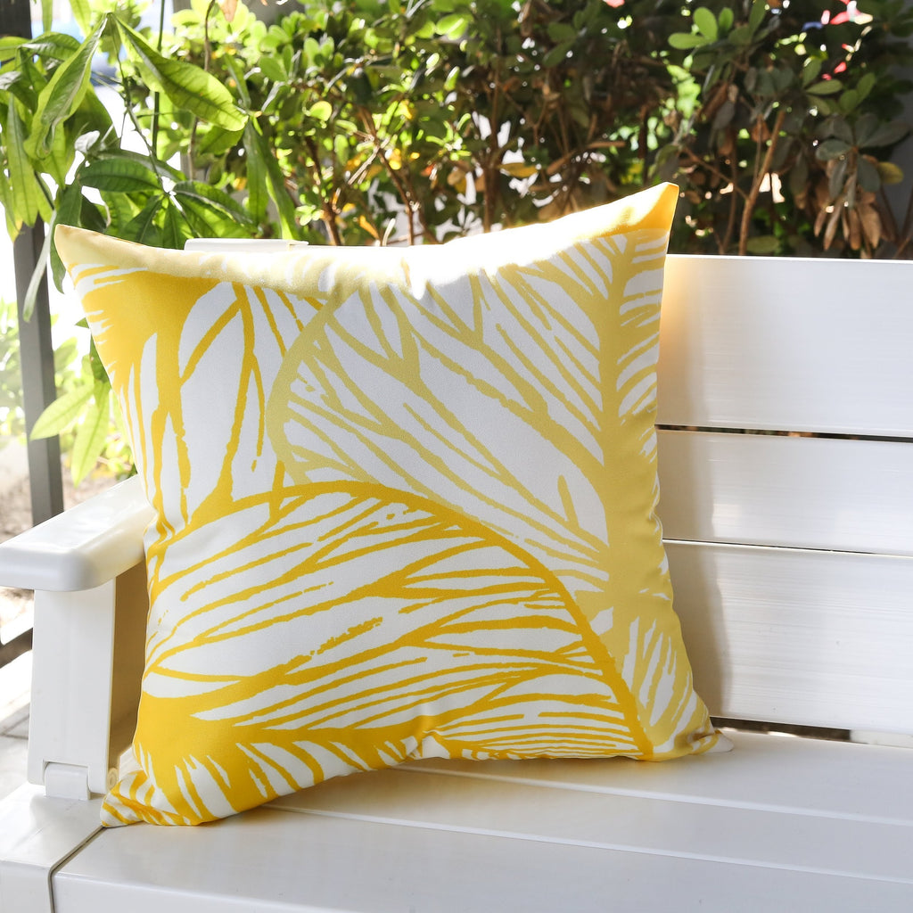 Leaf Vein Yellow Outdoor & Indoor Pillow