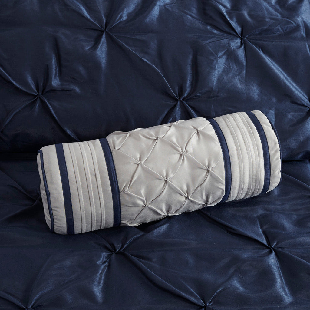 7 Piece Tufted Comforter Set Navy Queen