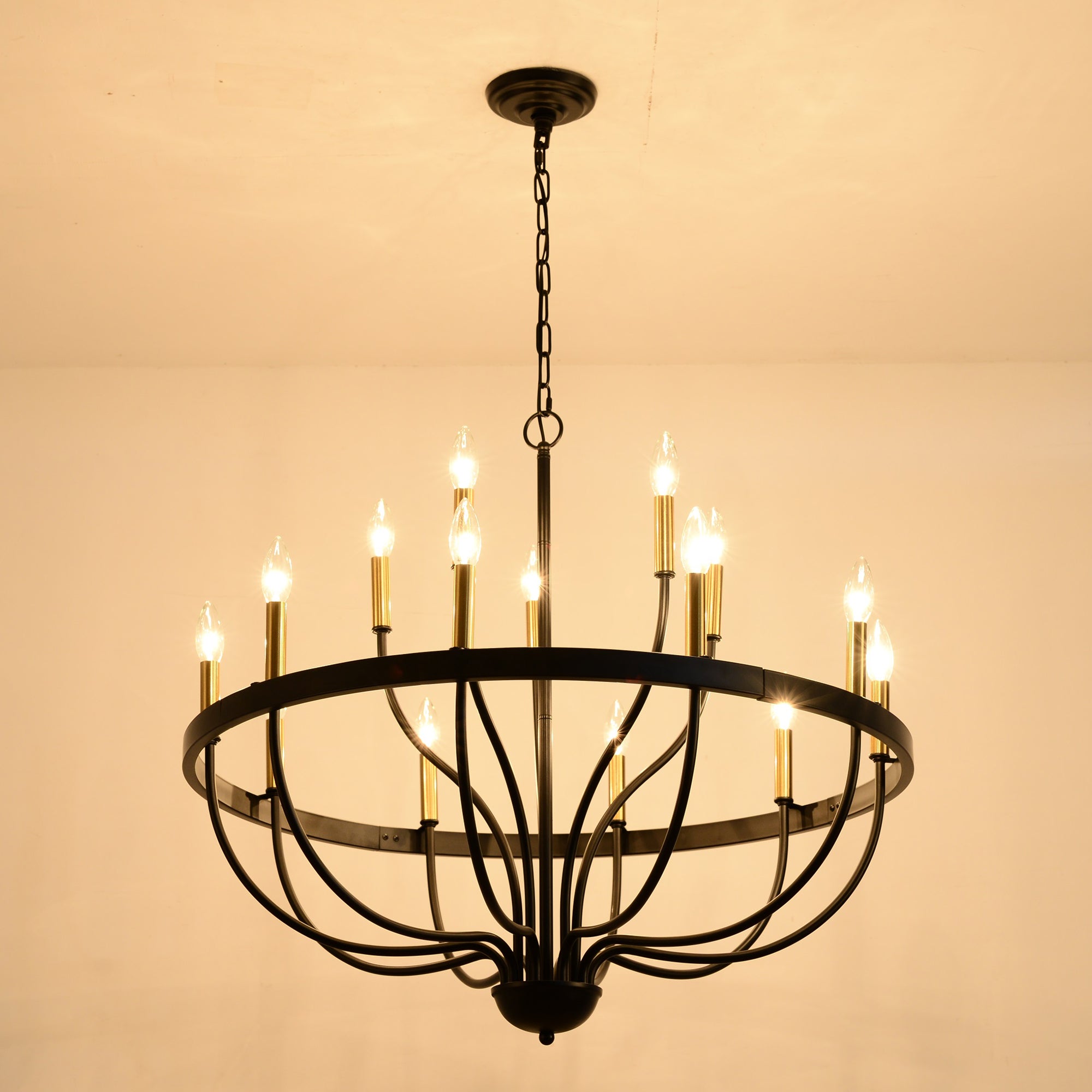 15-Light Industrial Iron Candle Chandelier Modern Farmhouse Pendant Light