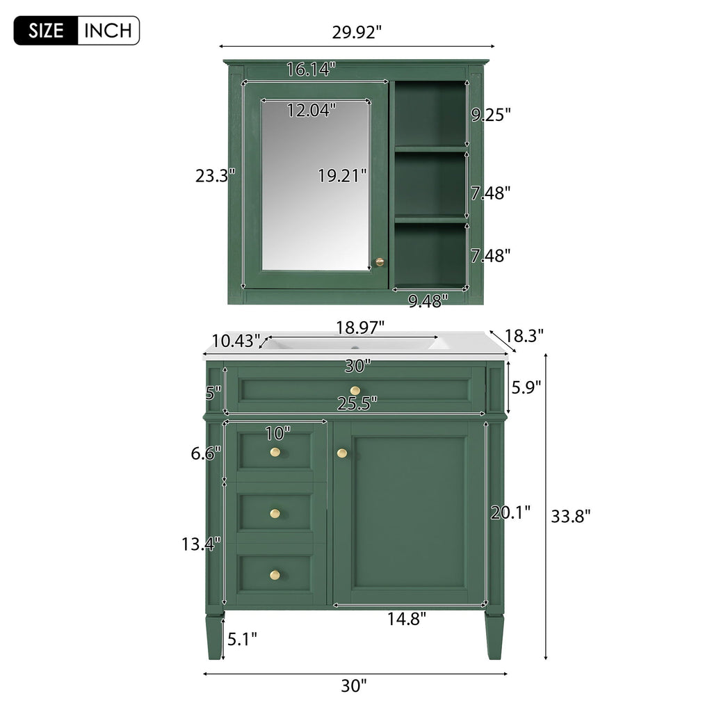 Bathroom Vanity With Medicine Cabinet and Storage
