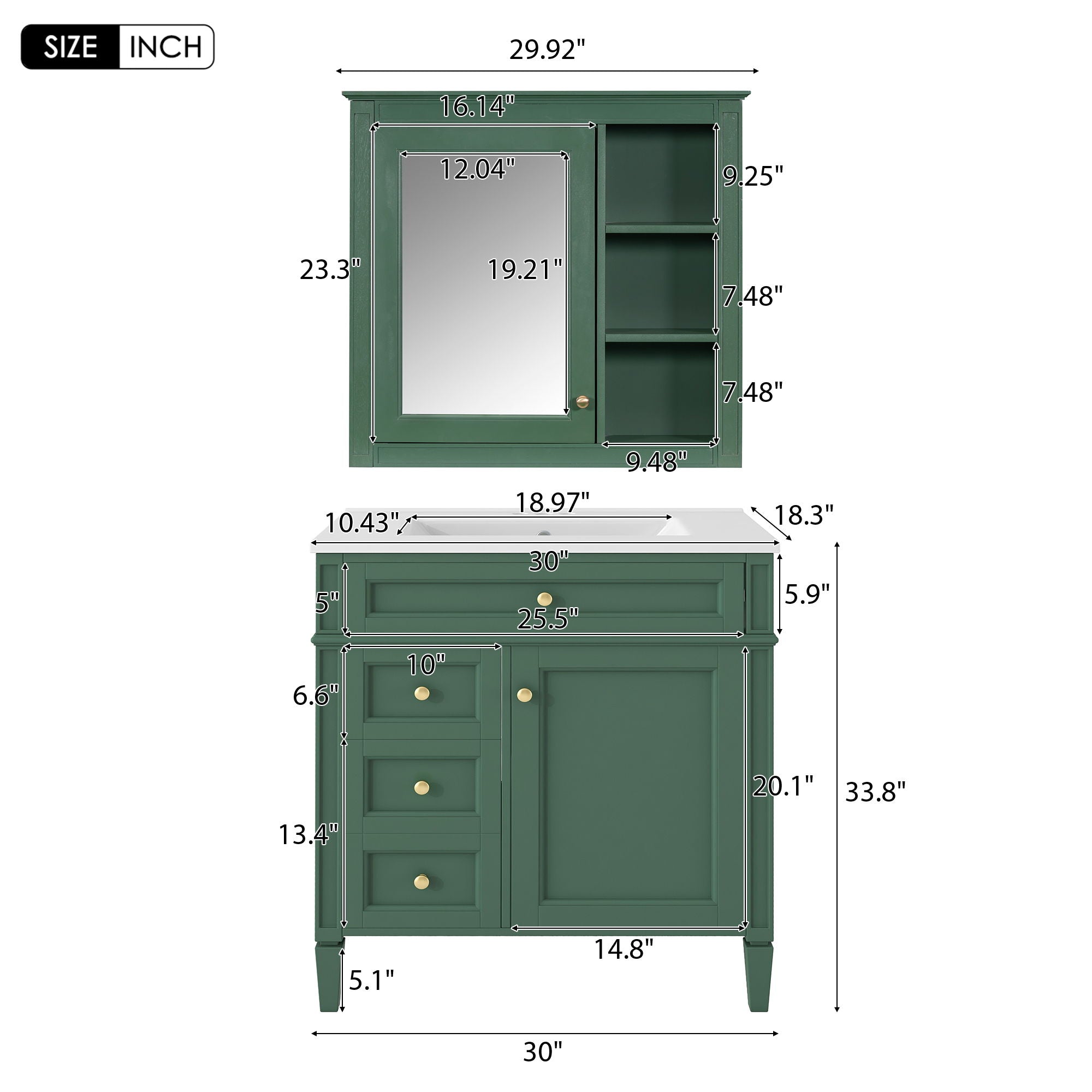 Bathroom Vanity With Medicine Cabinet and Storage
