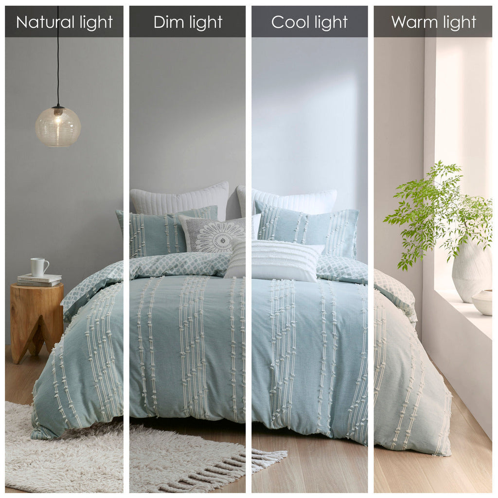King/Cal King 3 Piece Cotton Jacquard Duvet Cover Set