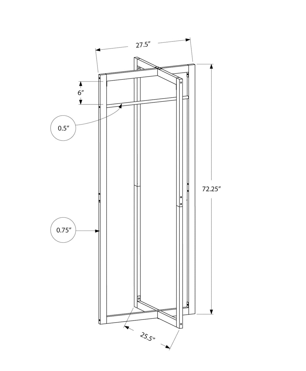 Coat Rack Hall Tree Free Standing Hanging Bar Entryway White