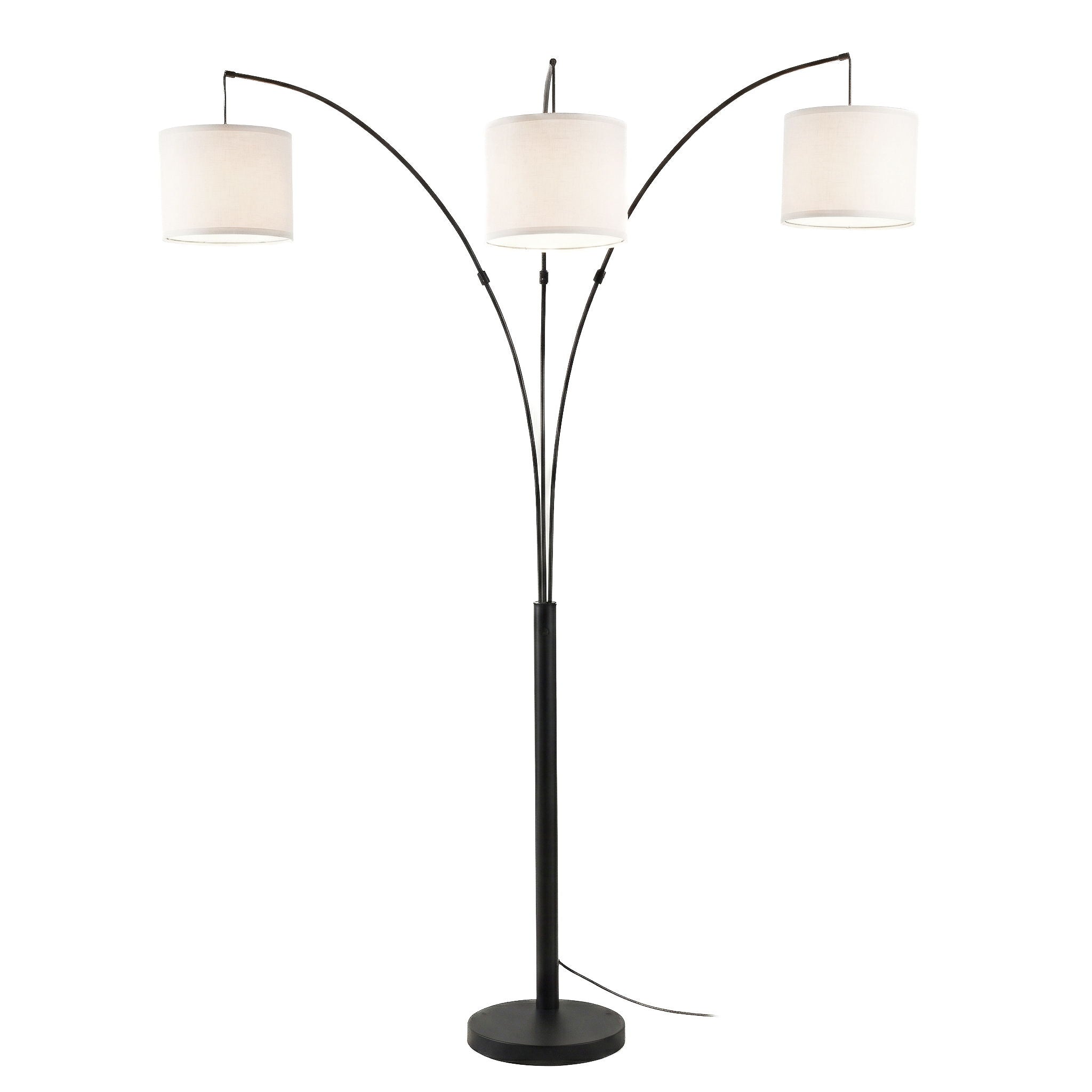 Royal - 3 Arm Arc Floor Lamp, Oil Rubbed Bonze With Linen Shade, 4 Way Rotary Switch - Oil-Rubbed Bronze