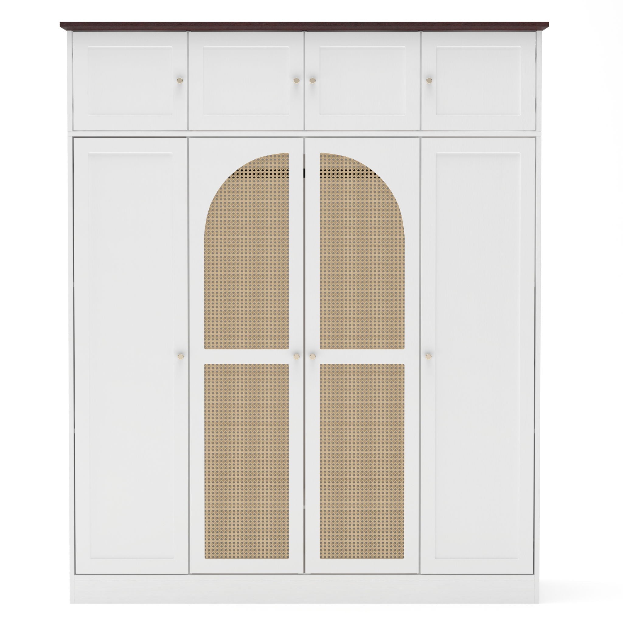 8 Door Armoire Wardrobe with Adjustable Shelves and Hanging Rod