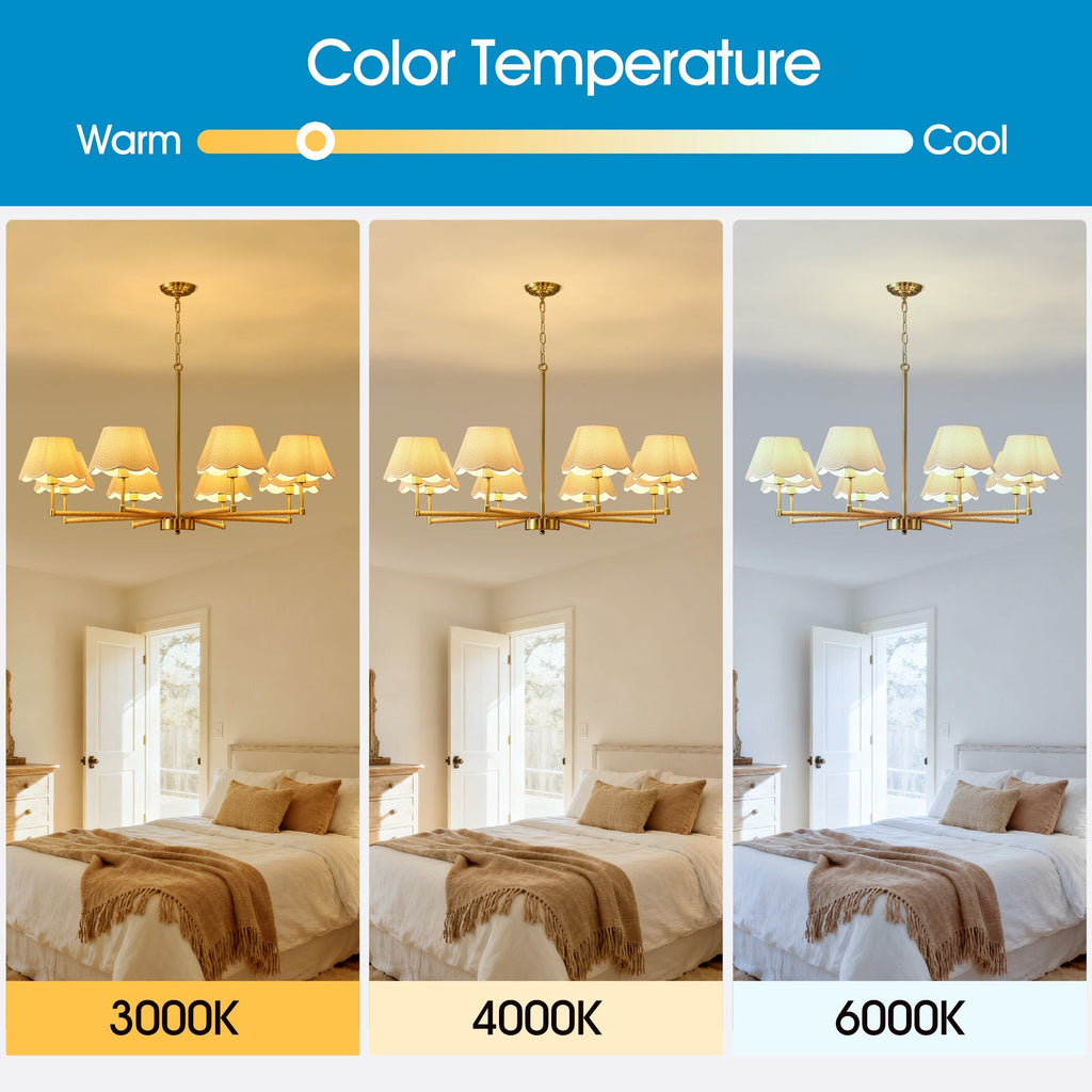 8-Light Rope and Fabric Shade Gold Chandelier