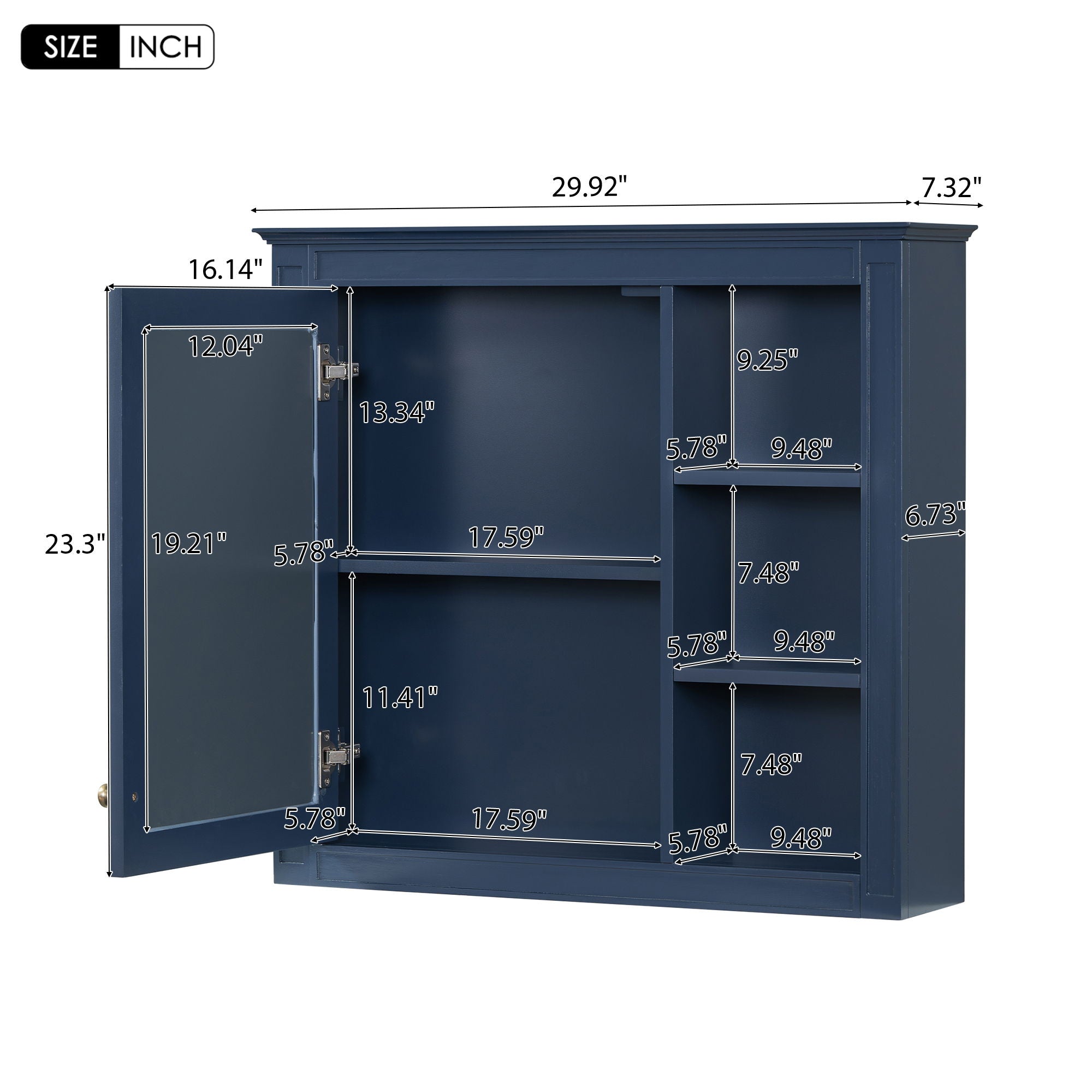 Wall Mounted Medicine Cabinet With Mirror and 3 Open Shelves