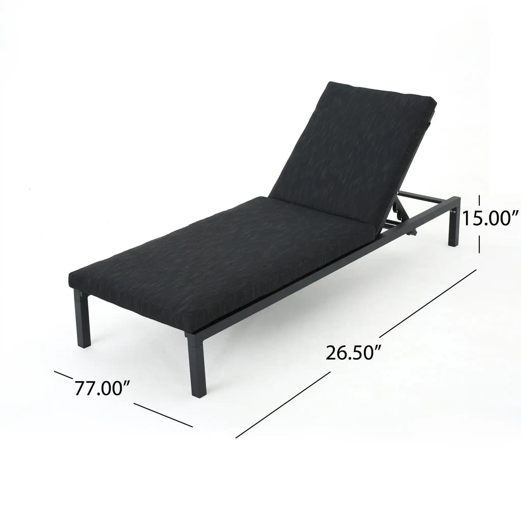 Modern Chaise Lounge with Water Resistant Fabric Cushions