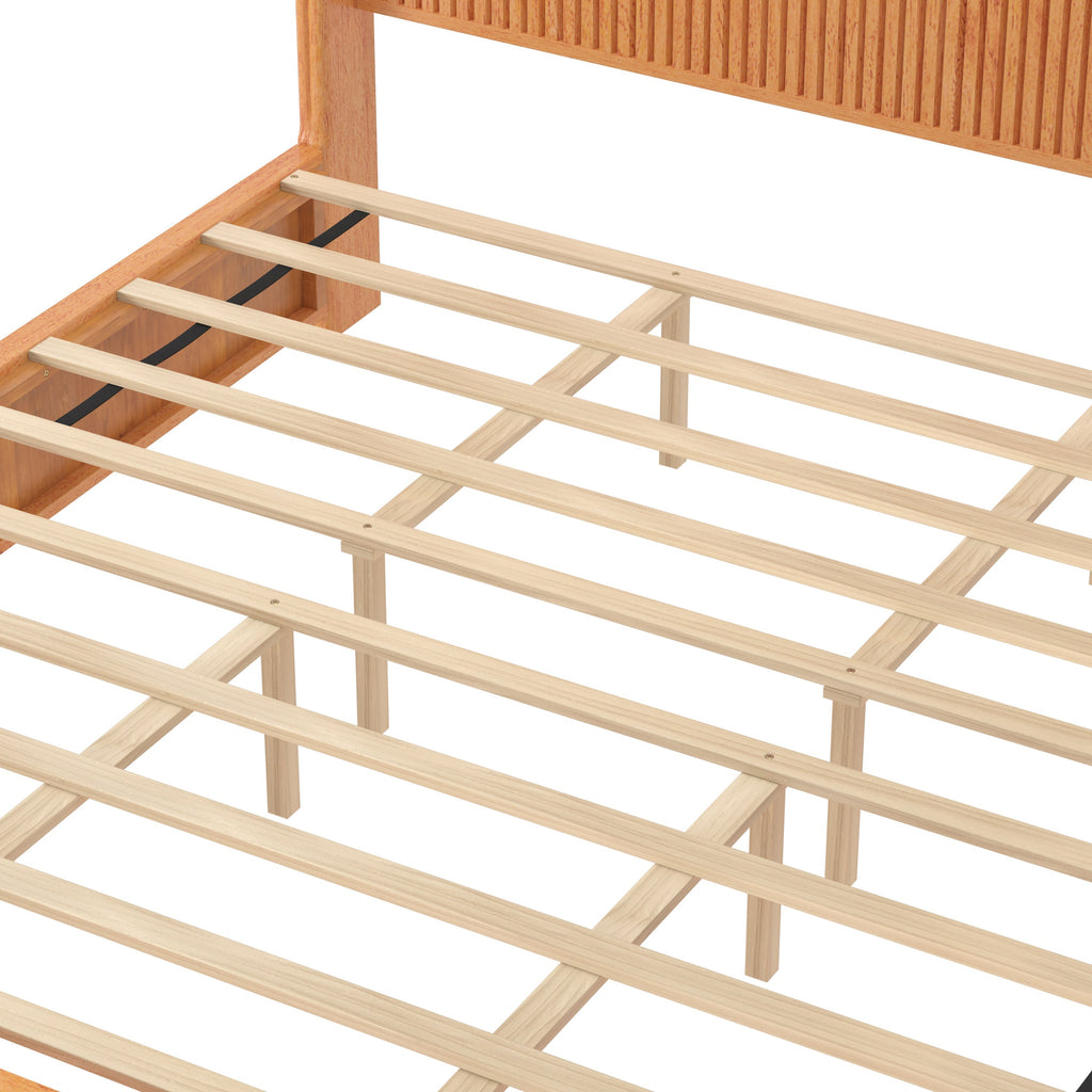 Solid Wood Platform Bed Frame with Headboard, King Size