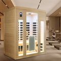 Low EMF, There is also a heating plate on the glass door, Hemlock wood Far-infrared indoor Three person sauna room