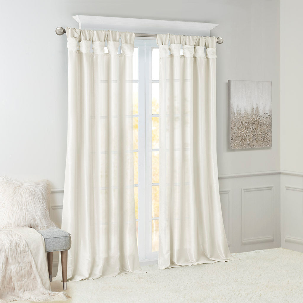 Twist Tab Lined Window Curtain Panel White 50x84