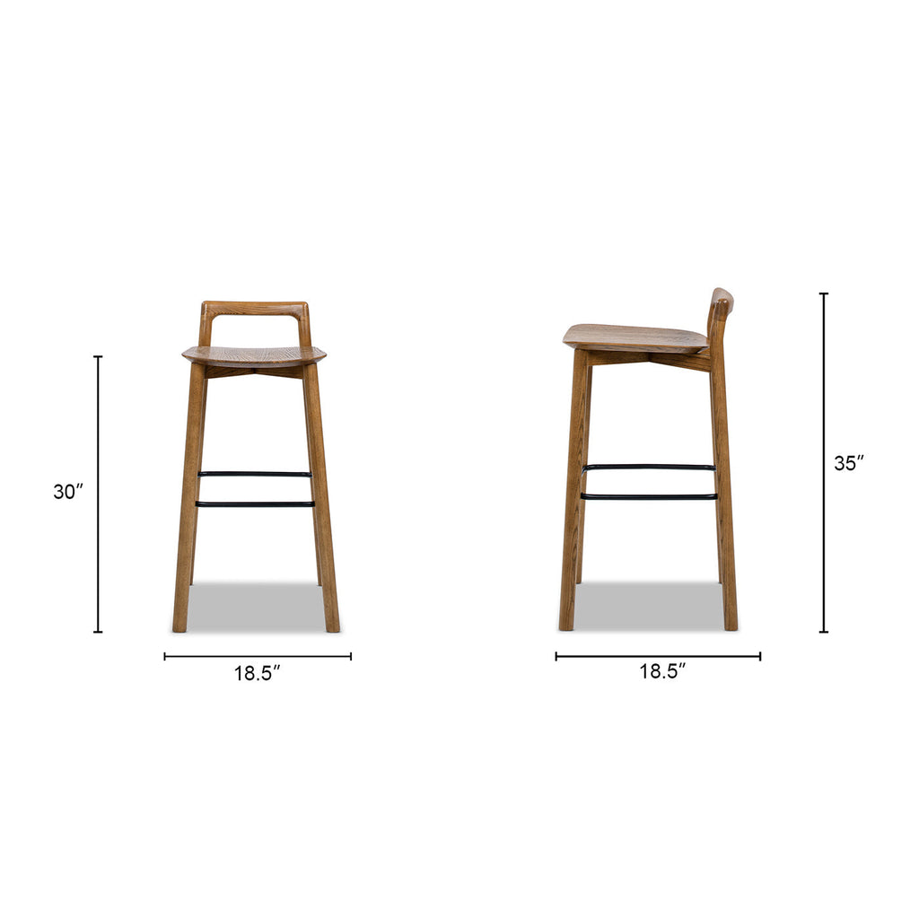 Sven 30" Modern Minimalist Low Back Wood Barstool