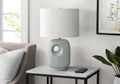 Contemporary Green Ceramic Table Lamp with Ivory Shade, 26"H