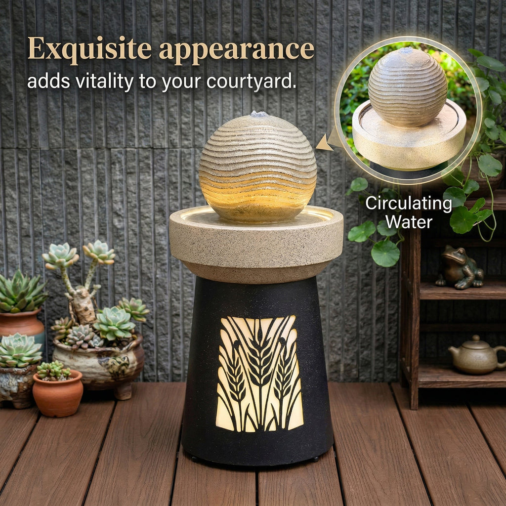 Outdoor Garden Lantern Light with Warm LED Leaf Silhouette