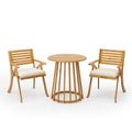 Outdoor 3 Pieces Dining Set With Cushions - Teak Wood