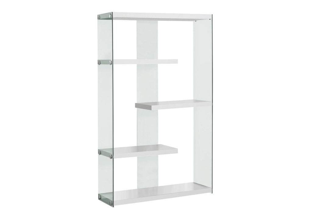 5-Tier Glossy White Bookshelf for Office and Home