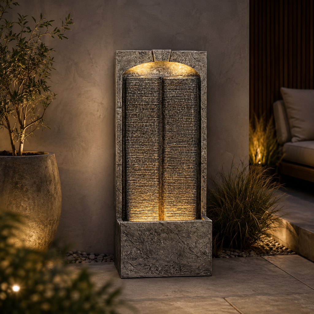 Outdoor Water Fountain Cascading LED Lights 39' H