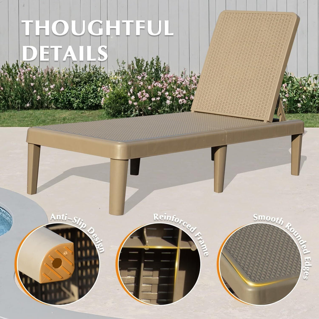 Pool Lounge Chairs Set of 2 with Adjustable Backrest