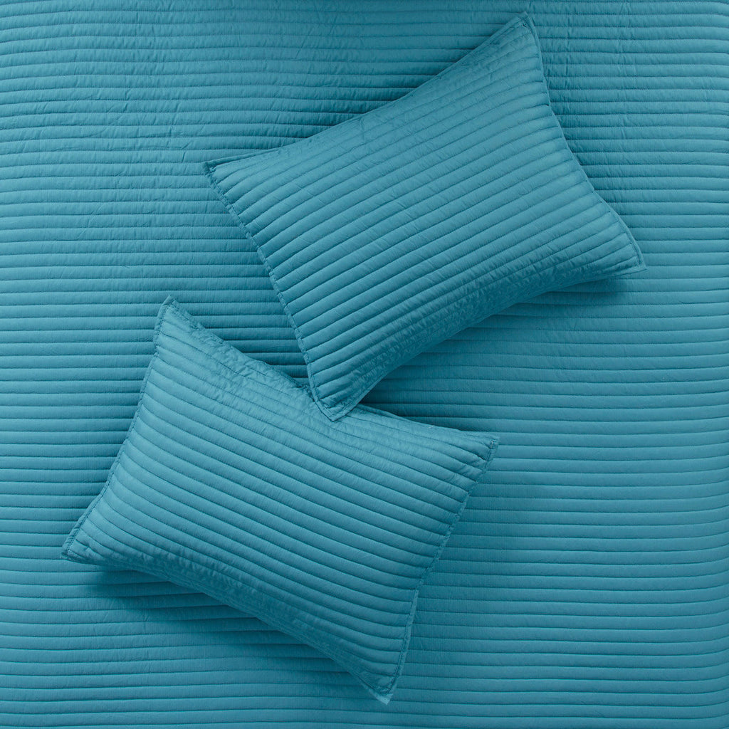 8 Piece Printed Seersucker Comforter and Quilt Set Collection Aqua Full/Queen