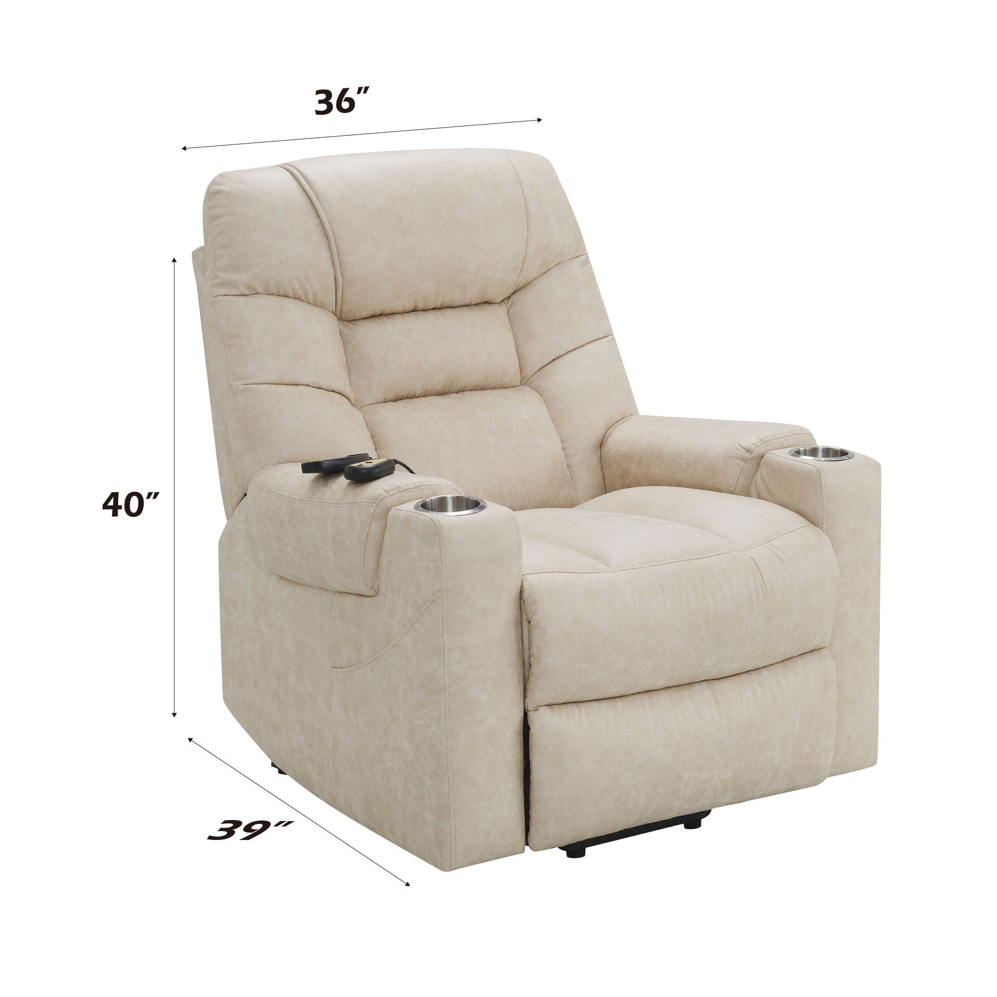 Nairi Leather Aire Power Motion Recliner with Lift Heating Massage - Ivory