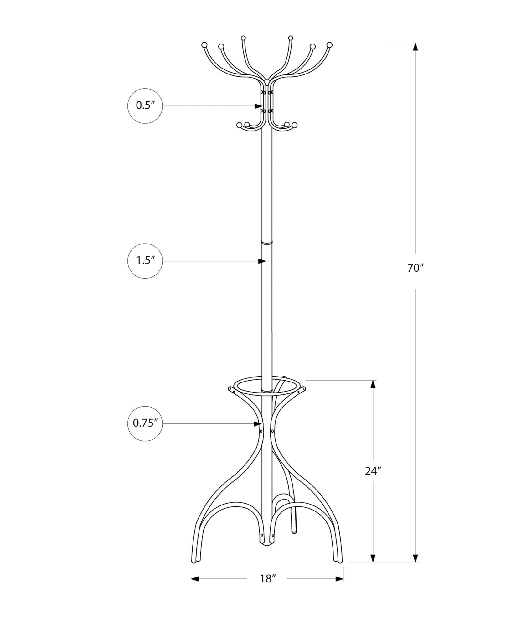 Coat Rack Hall Tree with 12 Hooks and Umbrella Holder