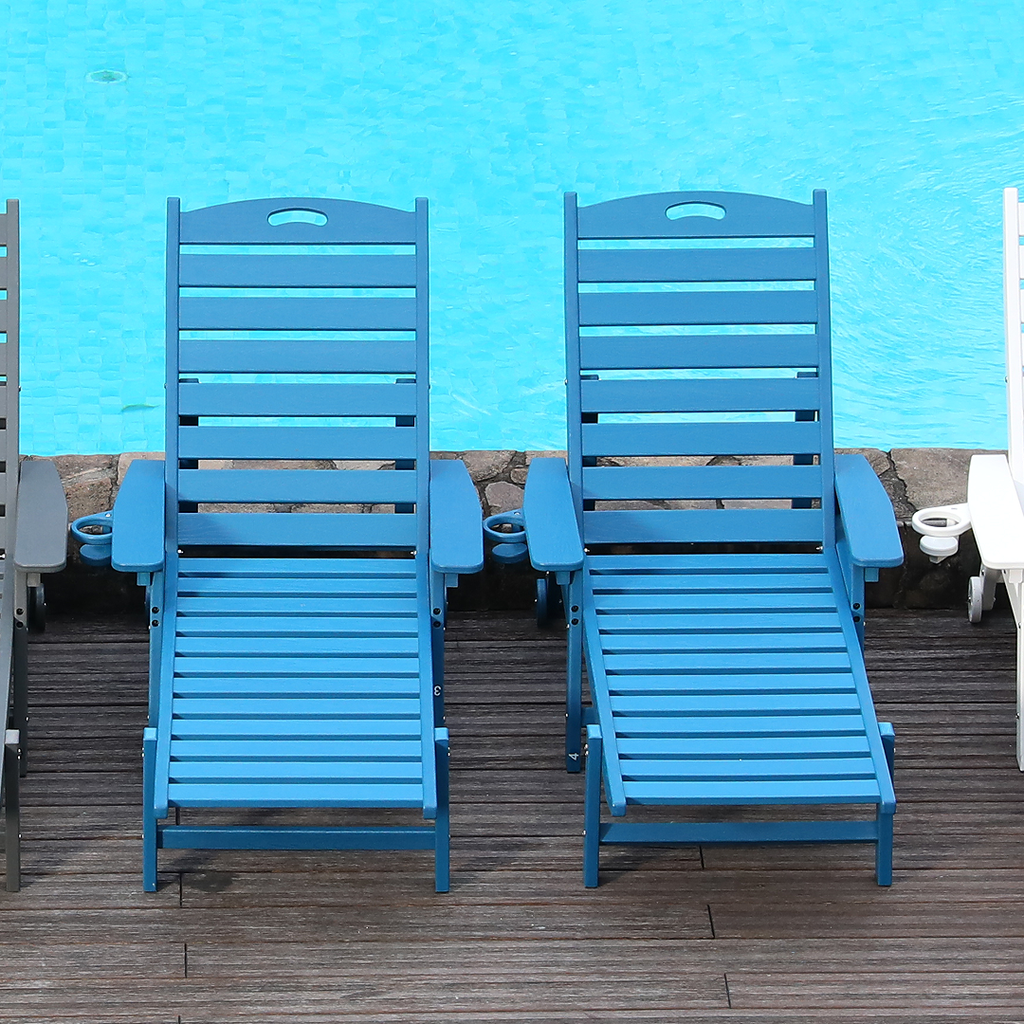 HDPE Chaise Lounge Chair Outdoor with Adjustable Backrest